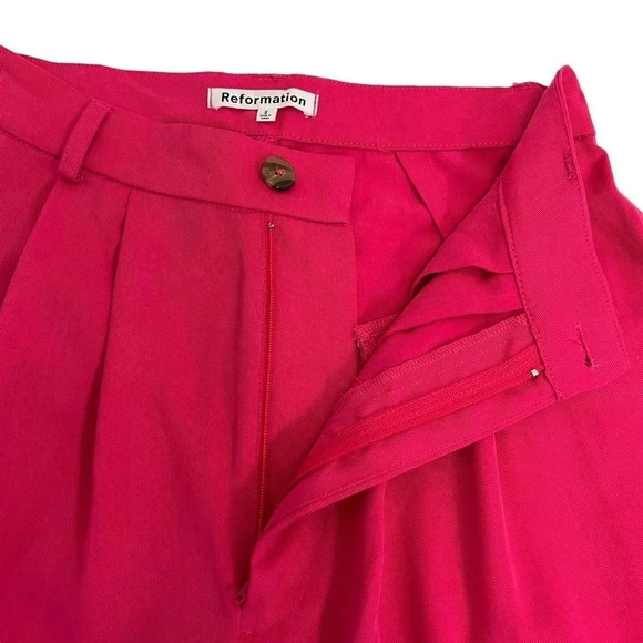 Reformation Mason Dress Pants Pleated Wide Leg Pink Barbiecore Dressy Size 2 - Picture 11 of 12